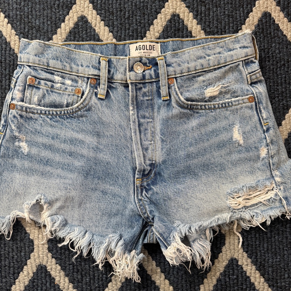 AGOLDE Parker Distressed High-Rise Denim Shorts 25 Women’s